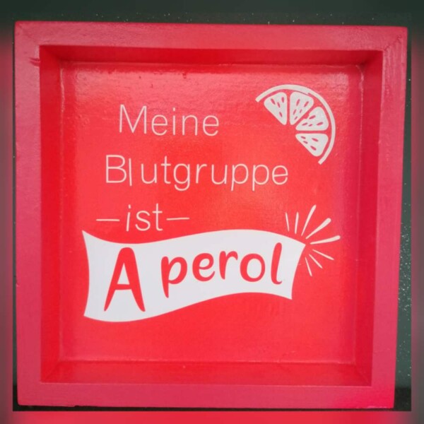 Tablett Aperol eckig pink weiß Handmade