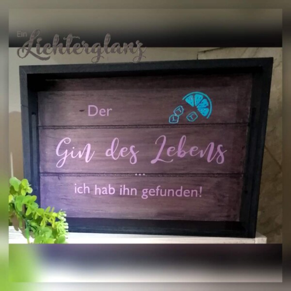 Tablett Gin  schwarz lila Handmade